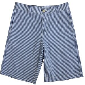 Vineyard Vines Seersucker Shorts Boys 12 Blue‎ White Stripe 9" inseam Preppy